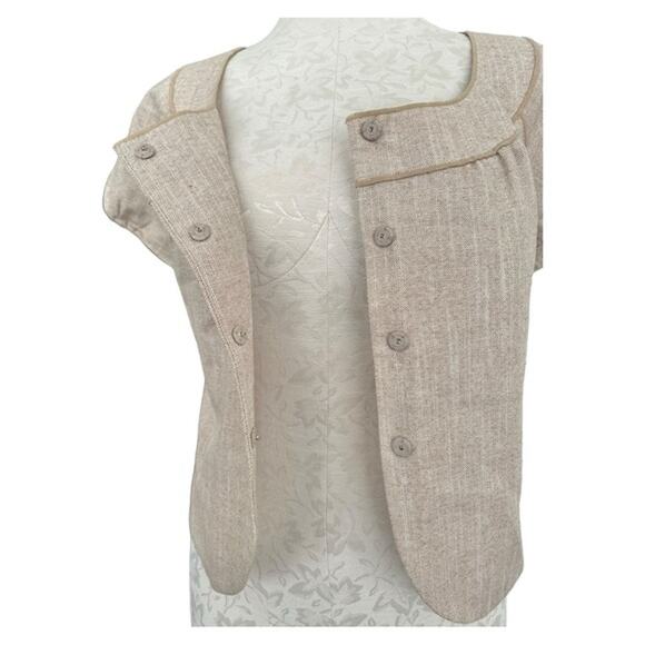 Nine West Jacket Cotton Linen Cap Sleeves Gold Size 2 - Picture 8 of 16